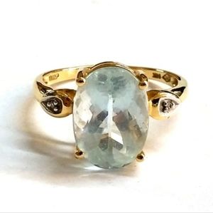 14K Blue Topaz Yellow Gold Ring Size 9.75